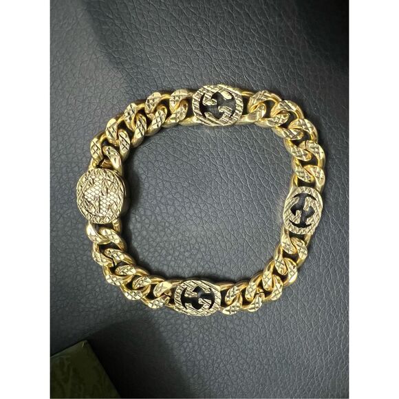 Gucci gg chunky chain bracelet gold tone unisex - Picture 1 of 7